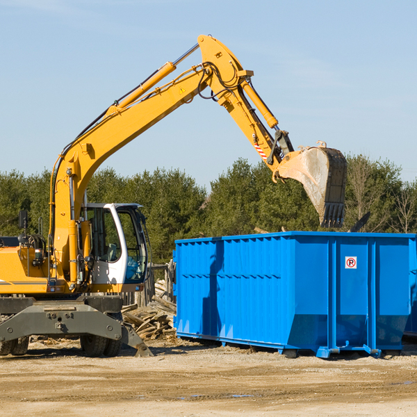 what size residential dumpster rentals are available in Vernon